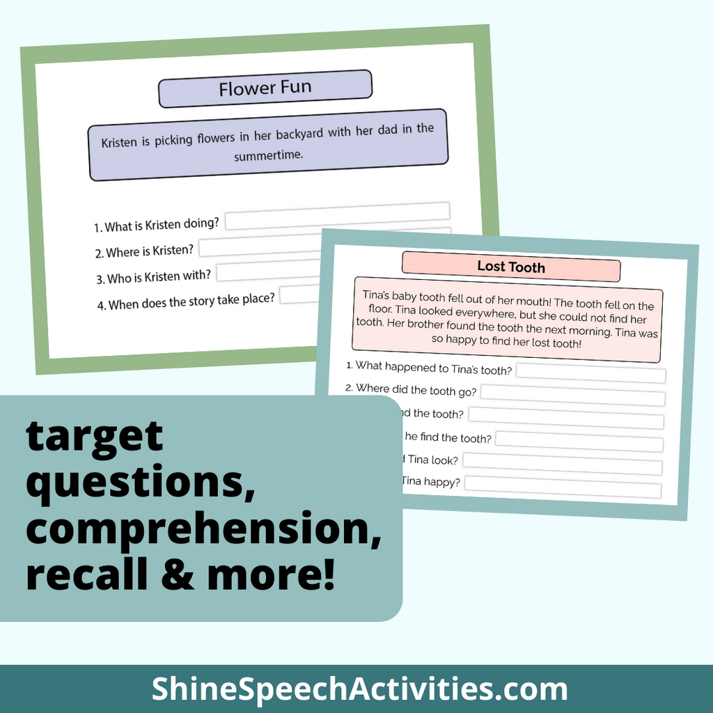 BUNDLE Wh- Questions, Short Stories & Sentences