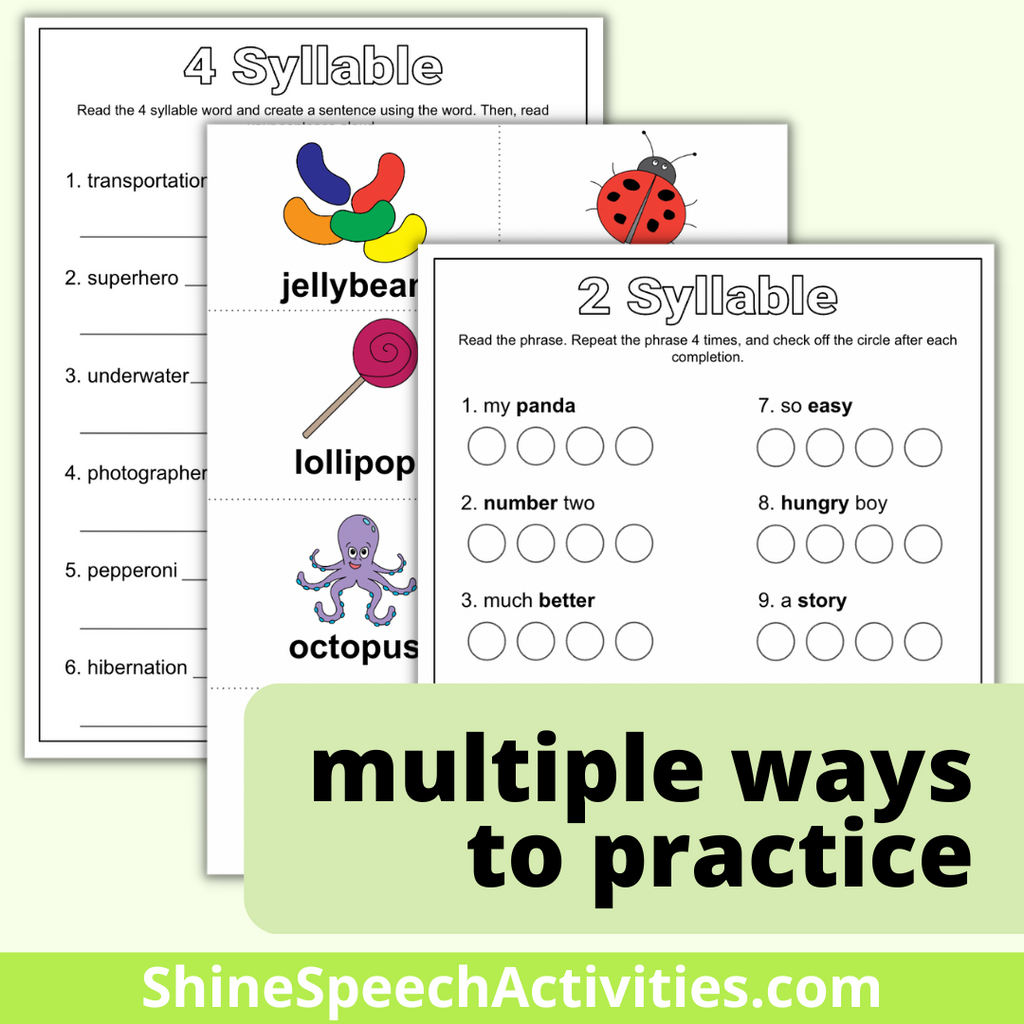 Syllable Exercise Syllables – Shine Speech Activities