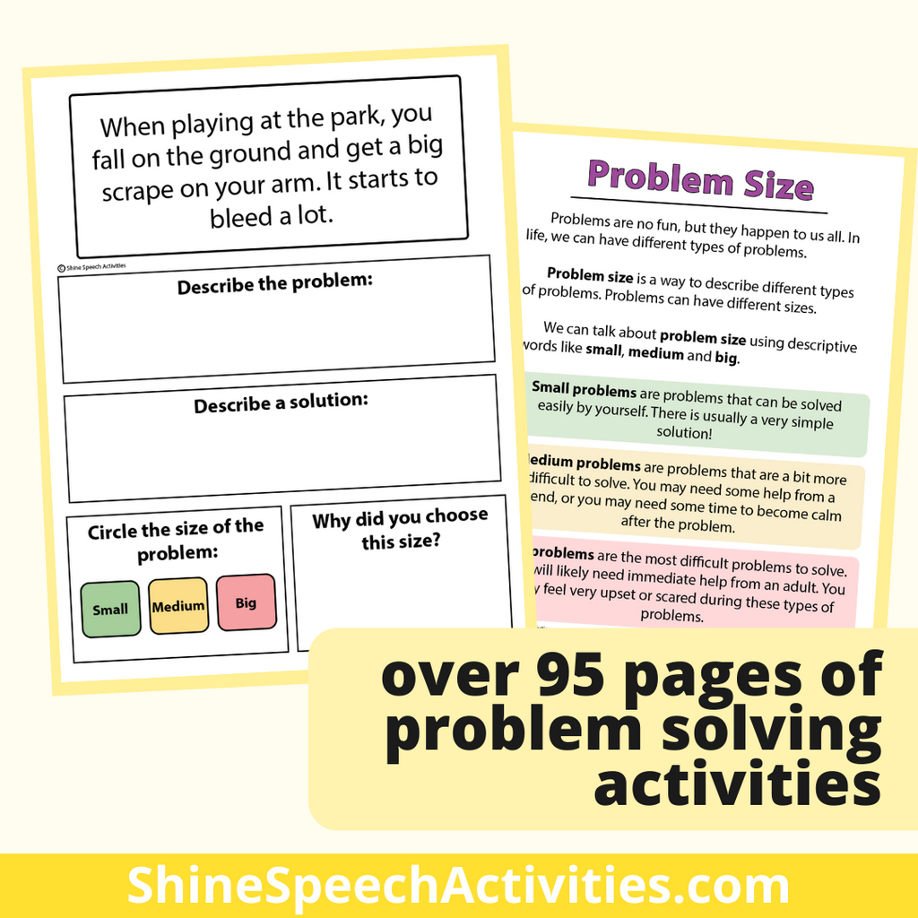 BUNDLE Problems & Solutions with Problem Size – Shine Speech Activities