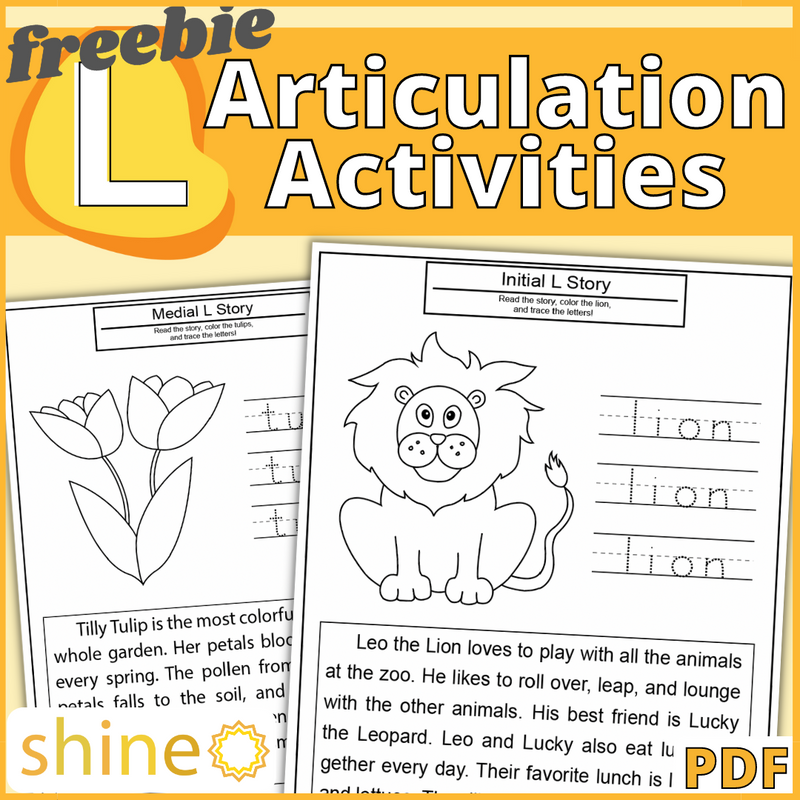 FREE L Articulation Activity – Shine Speech Activities free-l-articulation-activity-shine-speech-activities