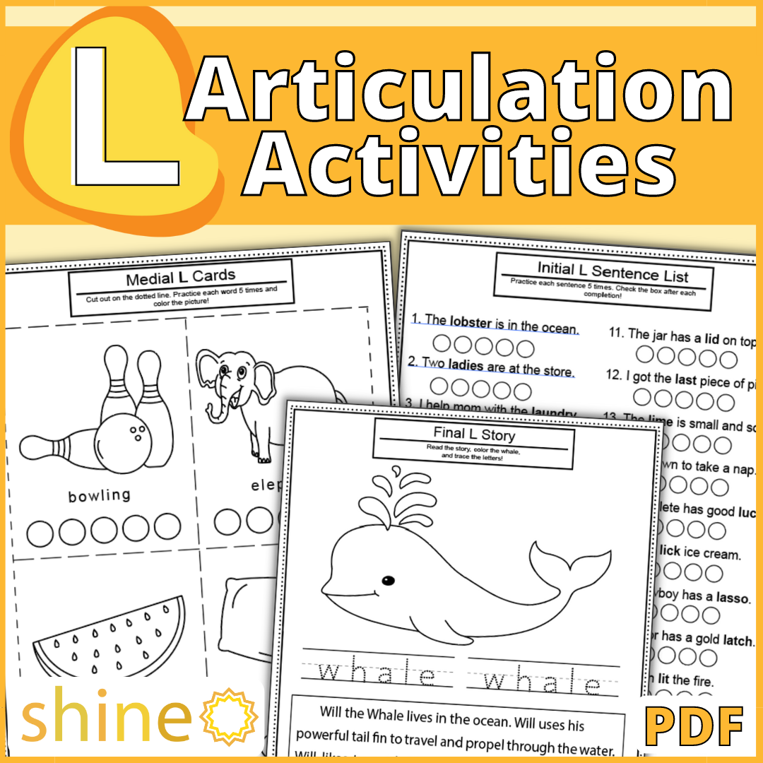 L Articulation Speech Therapy Activities