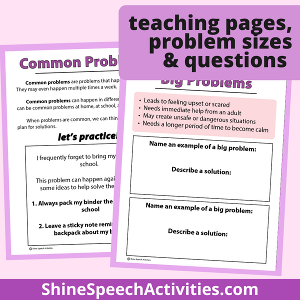 Problems & Solutions with Problem Size – Shine Speech Activities