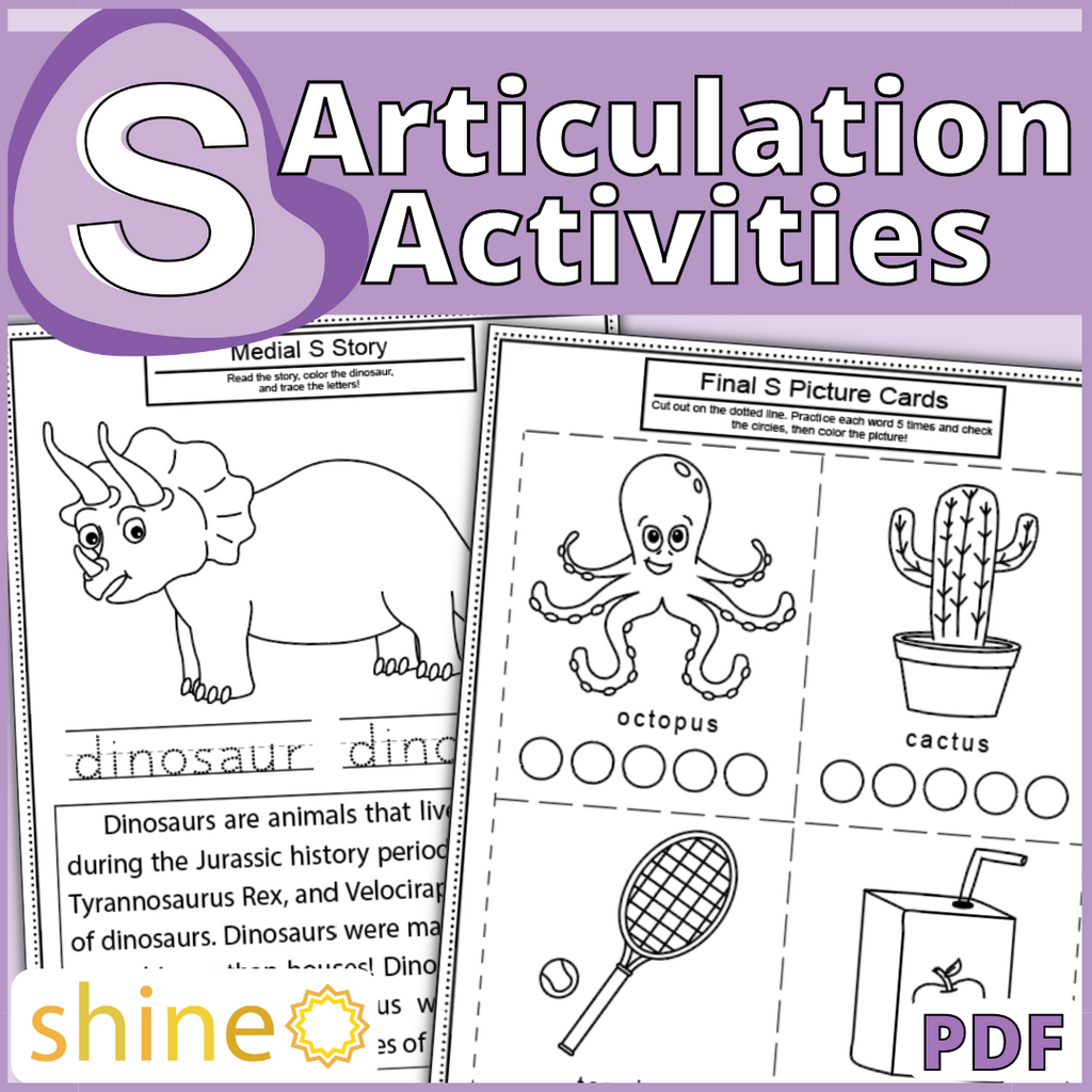 S Articulation Speech Therapy Activities