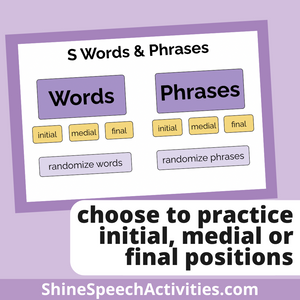 S Articulation Words & Phrases