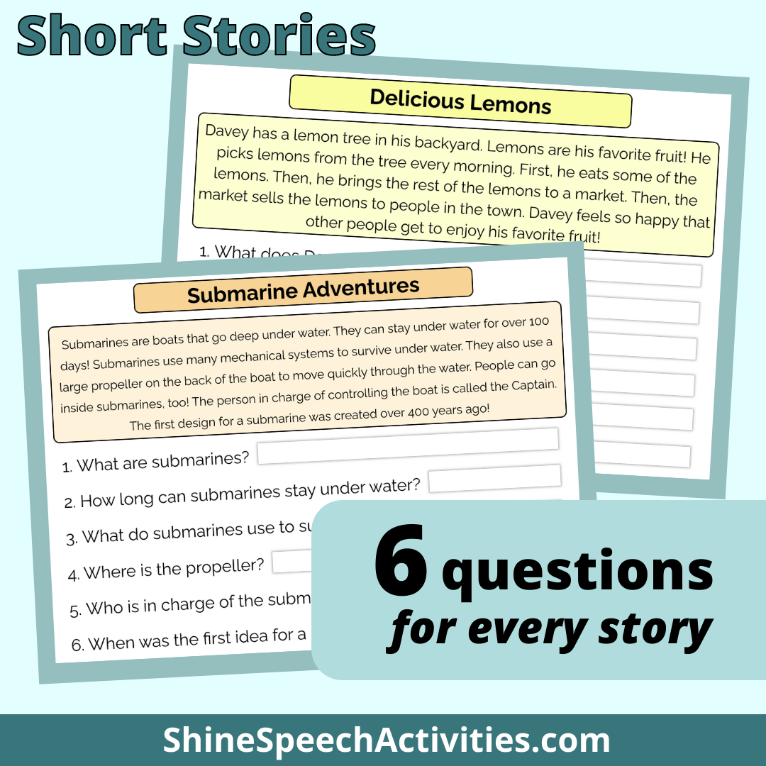 Story Qith Question Wh- Questions & Short Stories – Shine Speech Activities